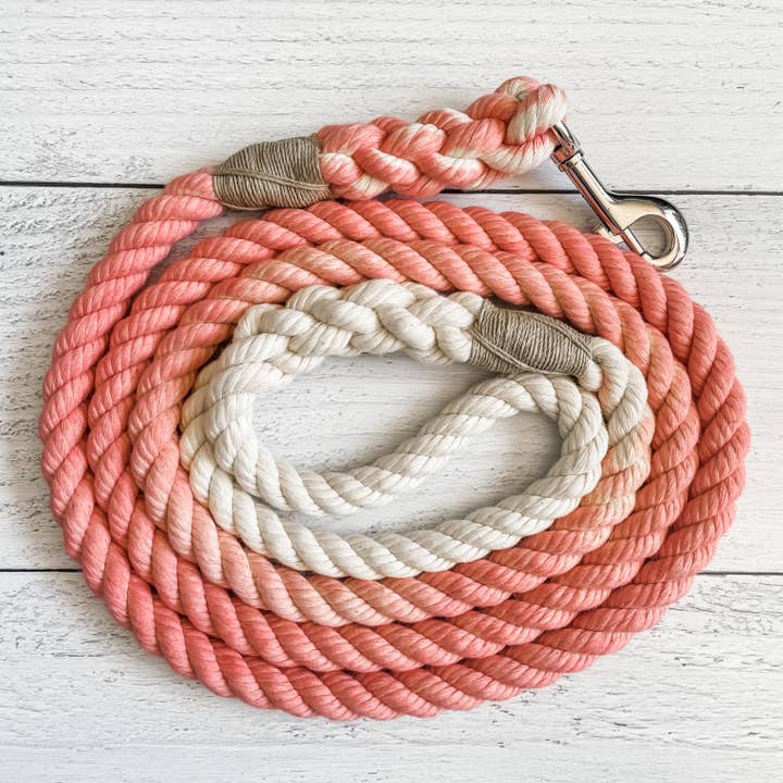 Coral Dog Leash // Cotton Rope Lead for wholesale by Downtown Dog