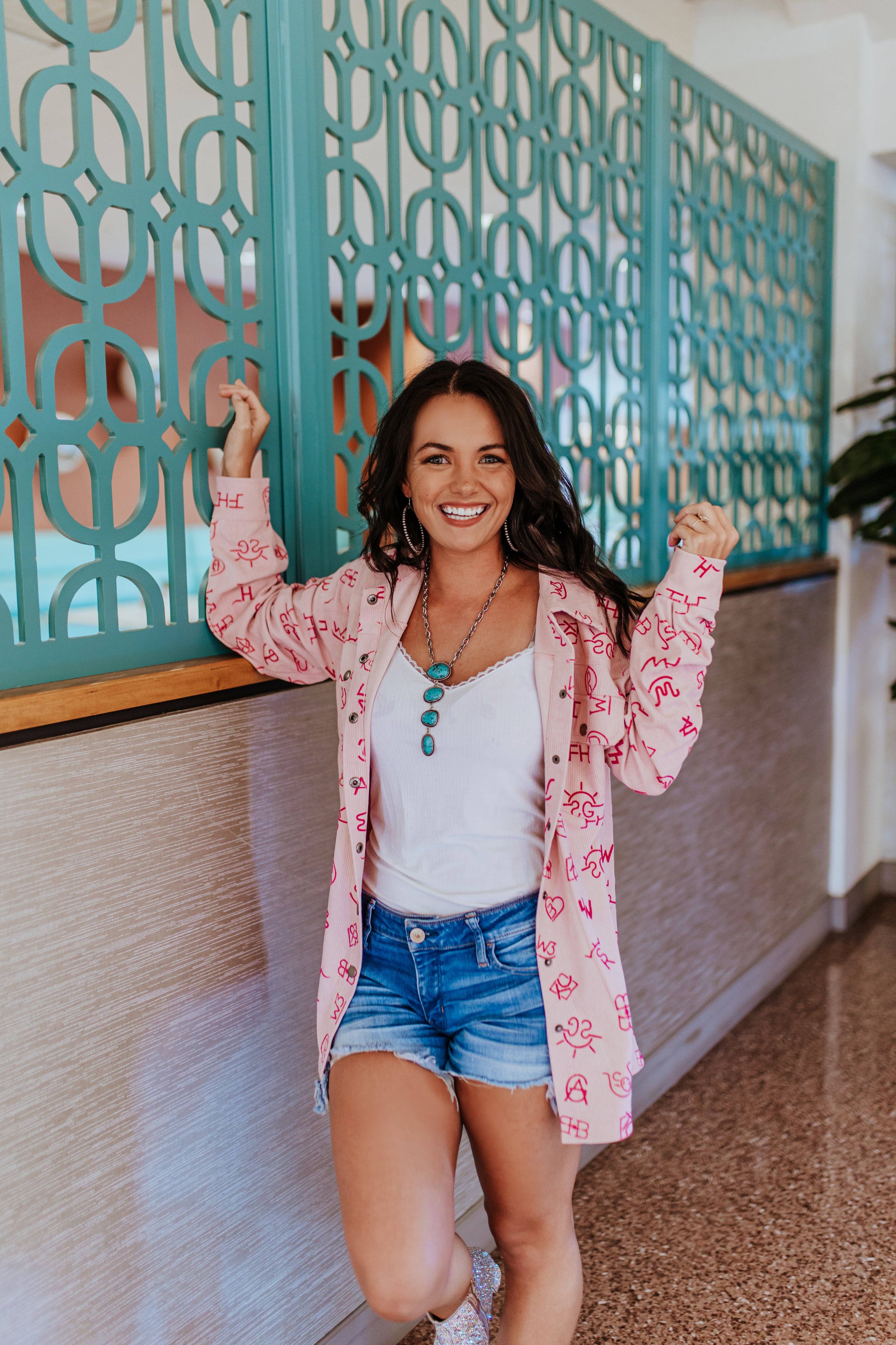 Rosa MK572 Kordjacke mit 3D-Druck und Logo für den Großhandel auf Faire3