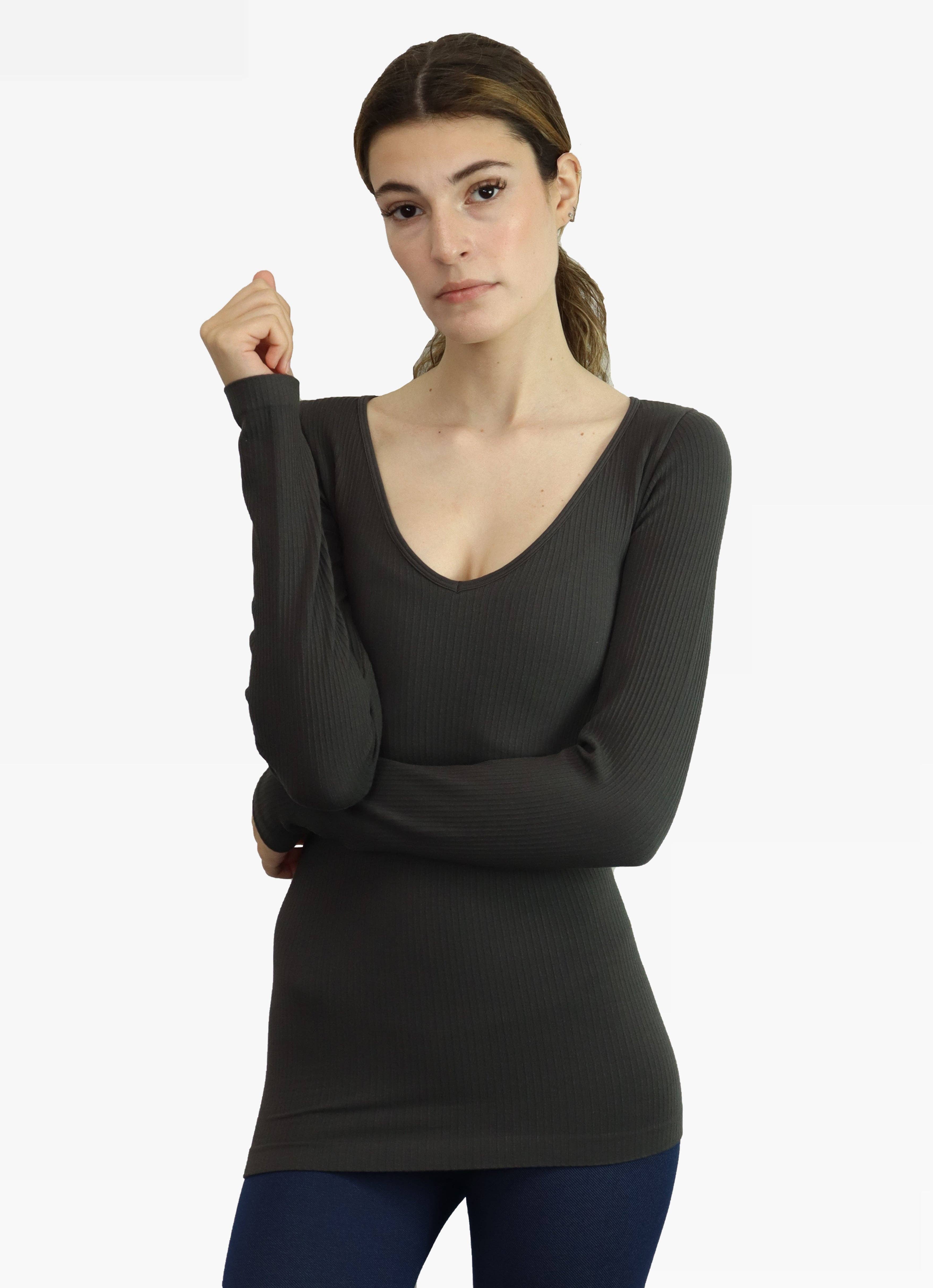 ELIETIAN – Großhandel Strickoberteil – Damen – Geripptes, beidseitiges Langarmshirt22