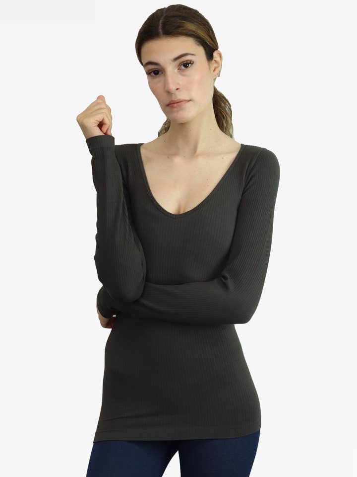 ELIETIAN - Wholesale Knit Top - Women's - Ribbed Reversible Long Sleeve34