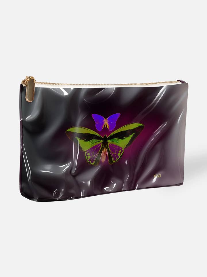 Purple Butterfly Makeup Bag – Electric Orchid for wholesale by David Stesner ArtHouse