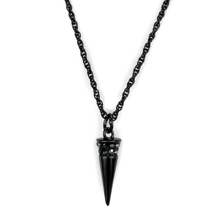LO3709 - Pendentif chaîne en laiton noir et cobalt étain avec cristal de qualité supérieure en hématite pour la vente par Alamode
