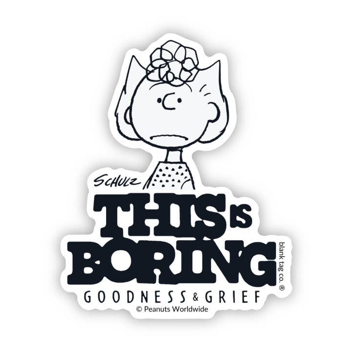 Peanuts® This Is Boring Waterproof Sticker for wholesale by Blank Tag Co. Stickers - Waterproof Stickers