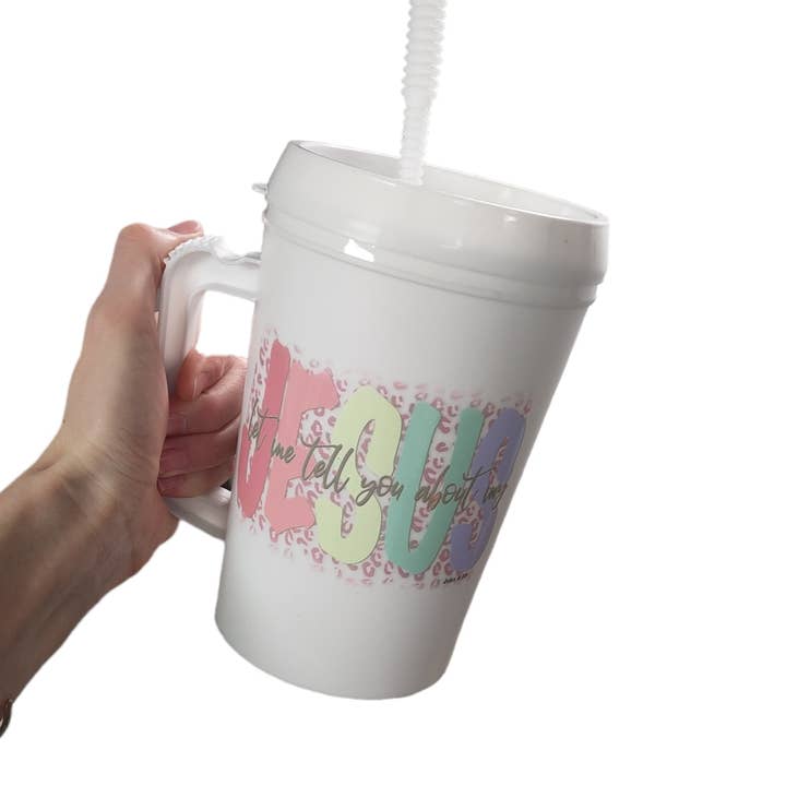 Scratch Decor - Wholesale Insulated Mug/Tumbler - "Let Me Tell You Bout My Jesus" HIP SIPS Mega Mug 34oz