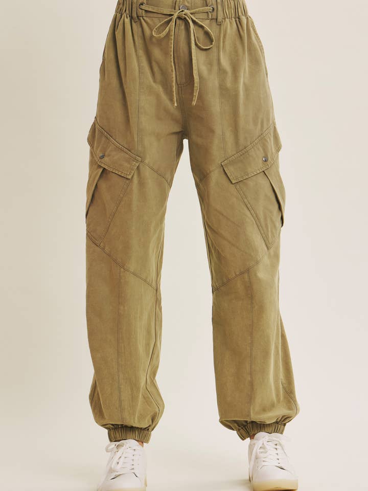 RELAXED UTILITY FEEL MINERAL WASHED CARGO JOGGER PANTS for wholesale by in february