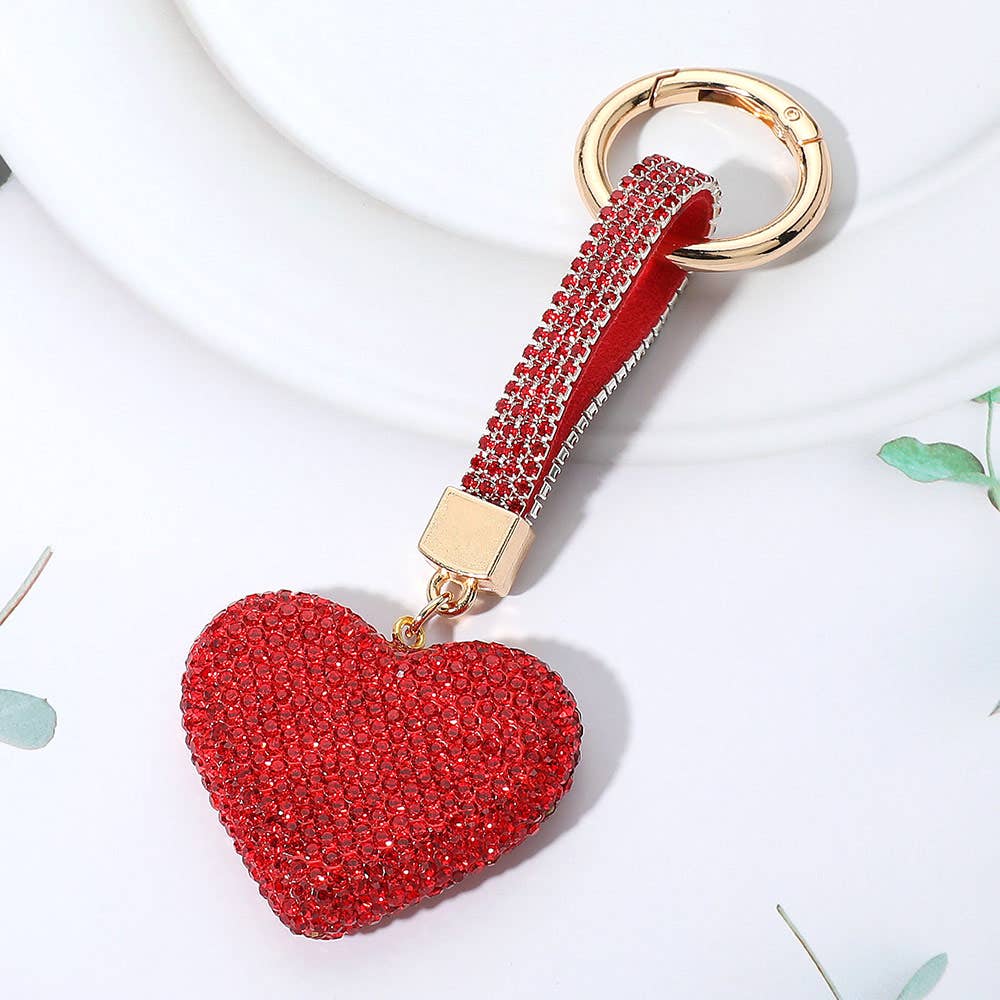 Sensibling Corp. – Engroshandel Nøglering - Dame – Bling-besat hjerte nøglering / taskesmykke7