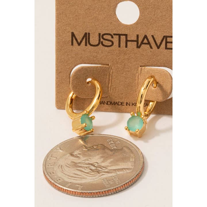 Fame Accessories - Wholesale Hoop Earrings - Gold Dipped Round Cz Gem Hoop Earrings