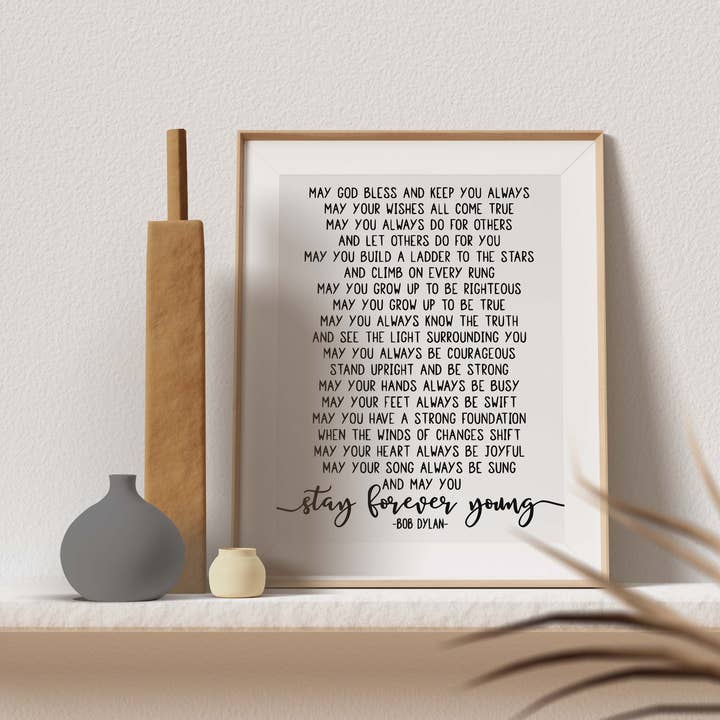 The Wilde Peach - Vente Affiche d'art - Paroles de chansons Forever Young, Bob Dylan Gold Foil Print7