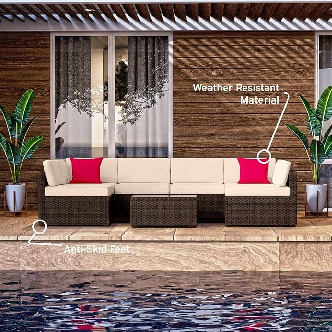 Clara Clark - Vente Salon de terrasse - Ensembles de mobilier d'extérieur (ensemble de 7 pièces)6