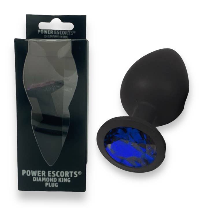 Kinky Pleasure - Wholesale Sex Toy - Power Escorts - BR135 - Diamond King - Silicone Butt Plug - Black - 6 Colors - 3 Sizes16