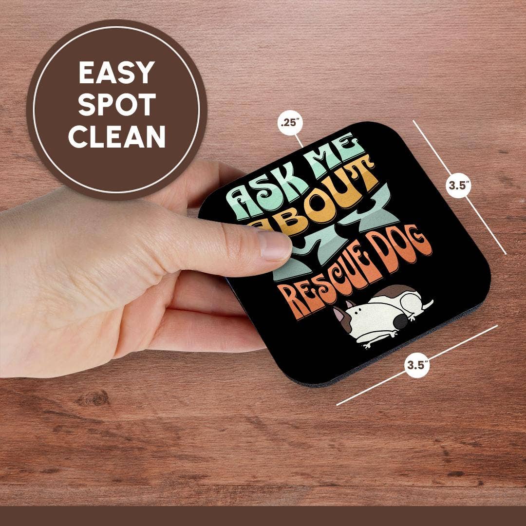 3dRose - Wholesale Coasters - 3dRose, Cute funny Ask me about my Rescue Dog Pets and Bull Terrier, Coaster13