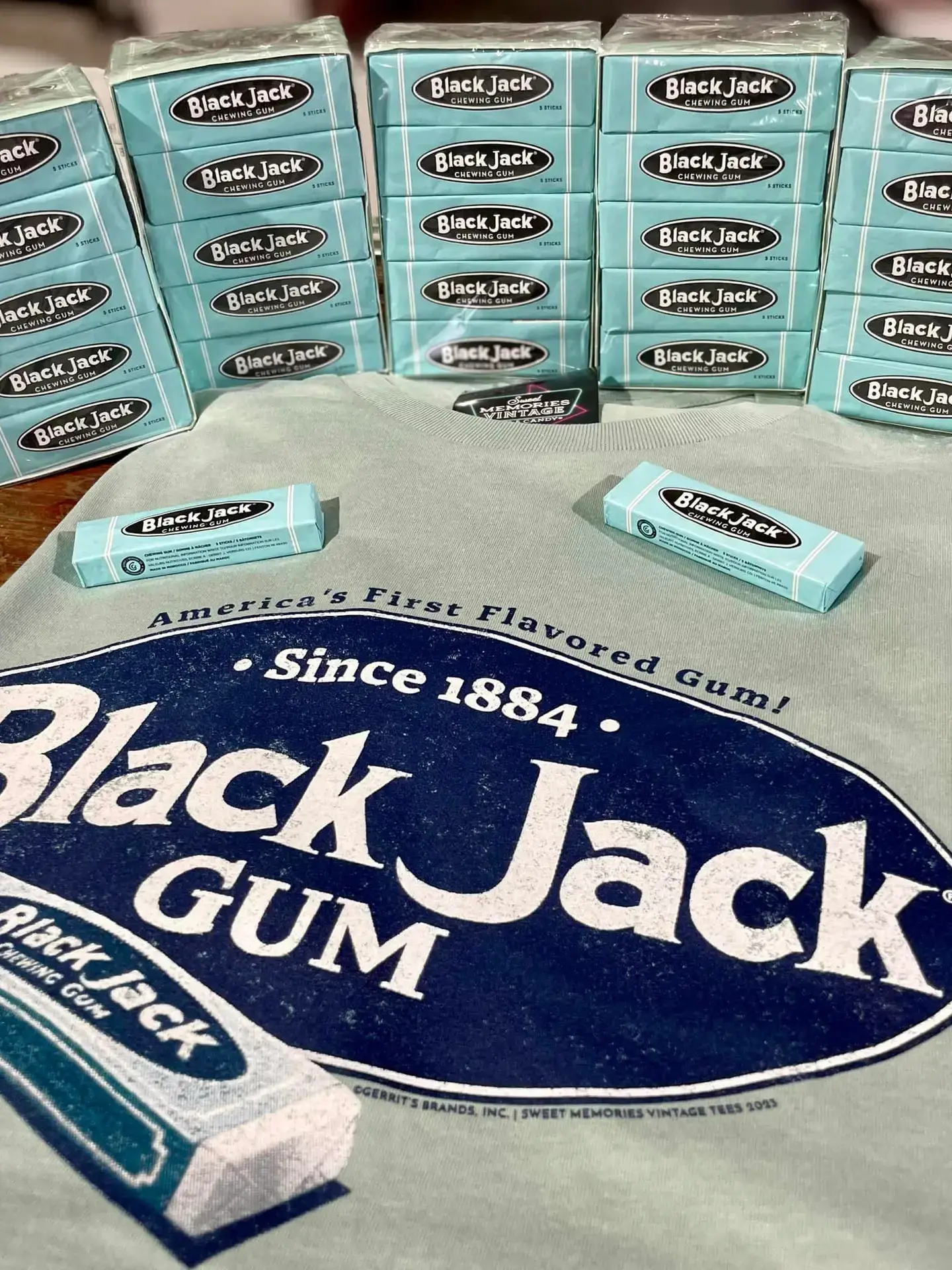 Grandpa Joe's Candy Shop - Wholesale Screen Printed T-Shirt - Unisex - Black Jack America's First Flavored Gum Tee, T-Shirt2