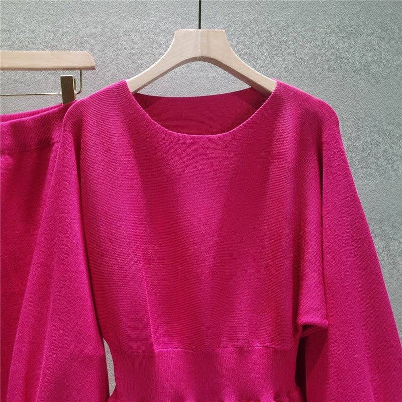 UZ Wholesale Store - Wholesale Top & Skirt Set - Women's - Two-Piece Lantern Sleeve Sweater And Bodycon Skirt3