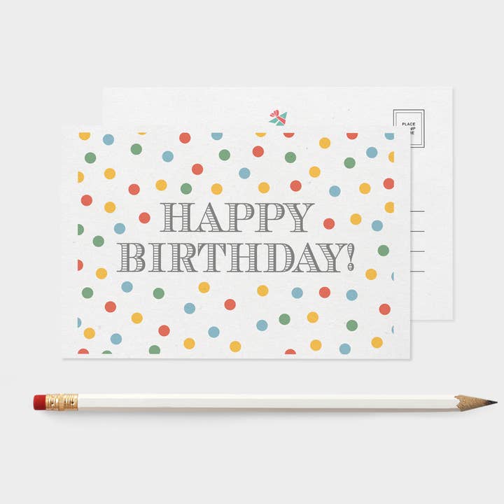 Happy Birthday Confetti Postcard Pack Of 5 or 10 Cards for wholesale by CardCraft