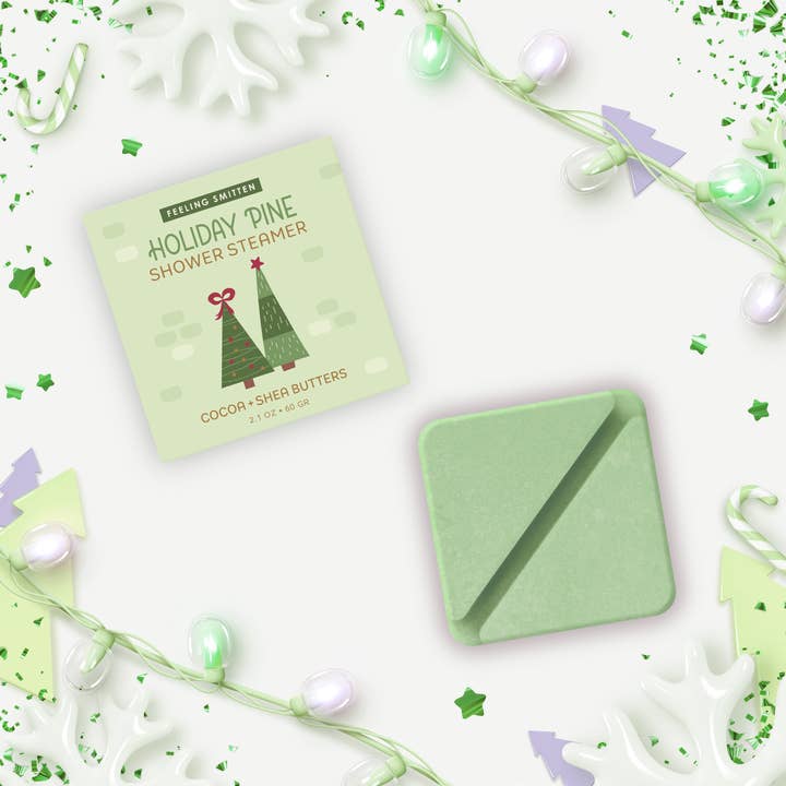 Feeling Smitten - Wholesale Shower Steamer/Bomb - Holiday Pine Shower Steamer 2.1 oz - Cocoa + Shea Butters