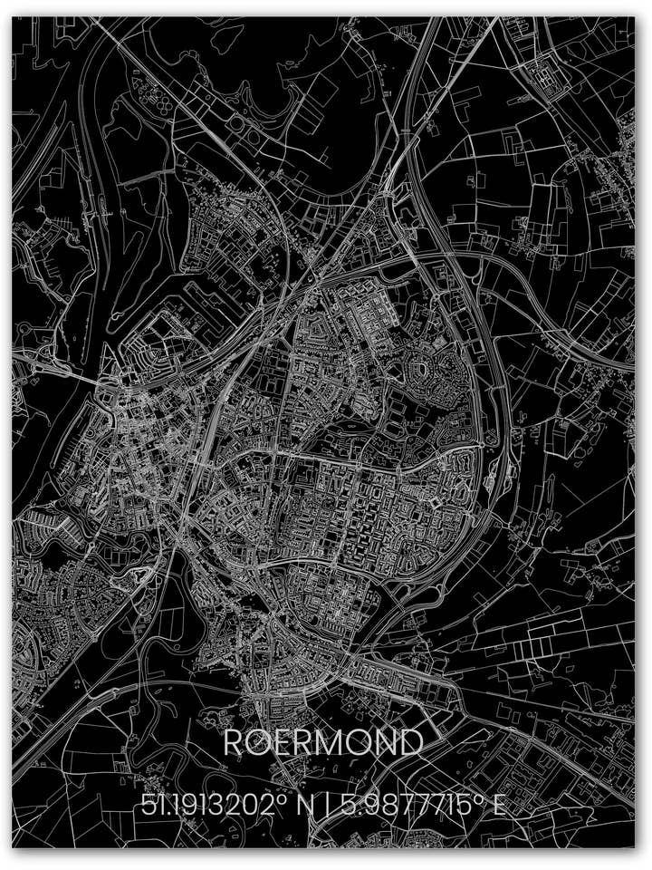 Citymap Roermond | décoration murale en aluminium pour la vente par Brandthout.