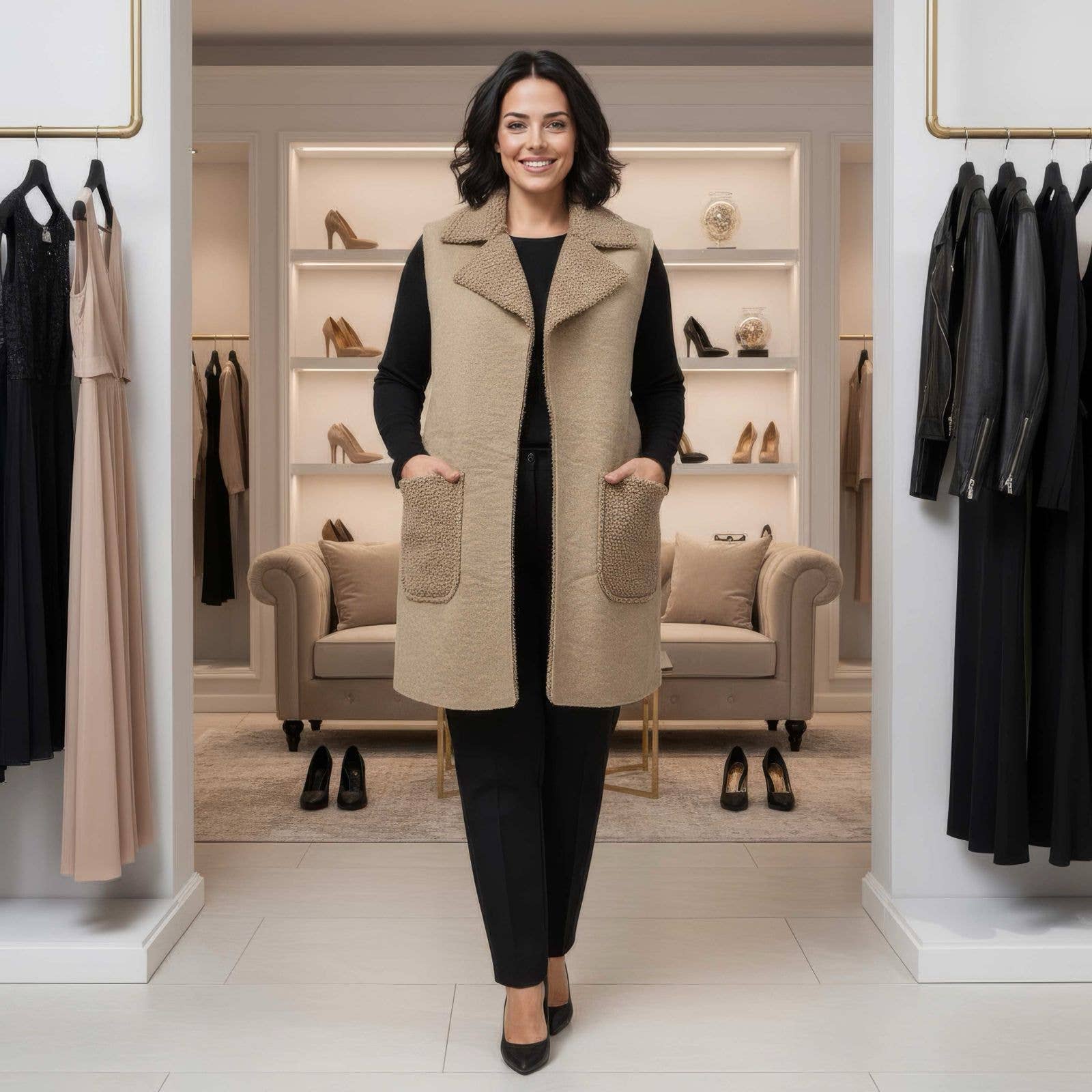 Kurt Muller – wholesale Rock - Dam – Boucle 2-fickors väst1