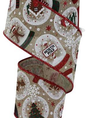 2.5"X10YD SNOW GLOBES ON ROYAL LIGHT BEIGE/RED (AJ) for wholesale by Waterman's Loft Inc.