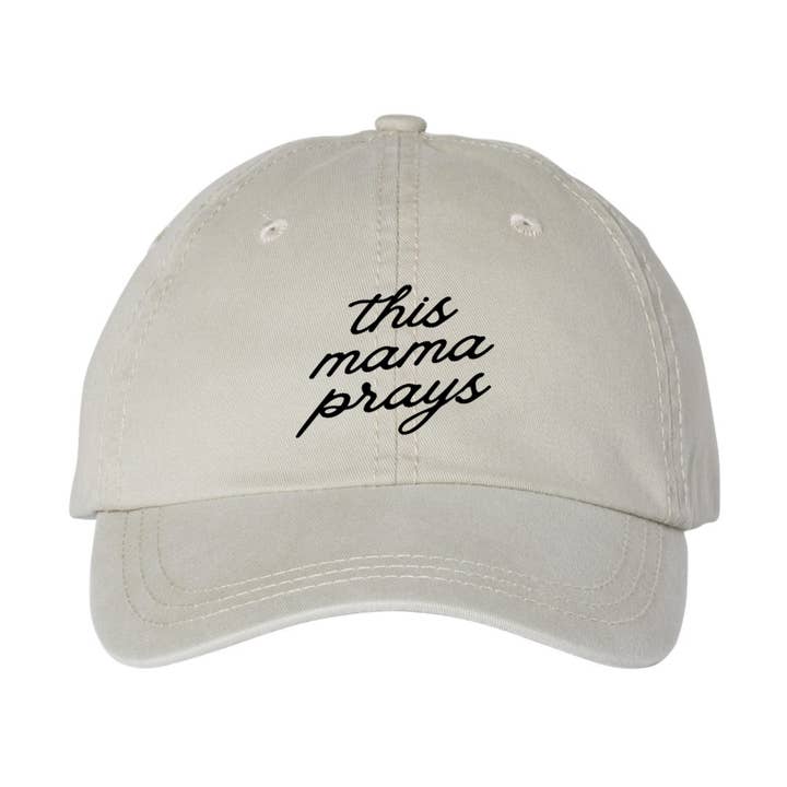 This Mama Prays Embroidered Hat, Christian Baseball Cap for wholesale by Scripted Pearl