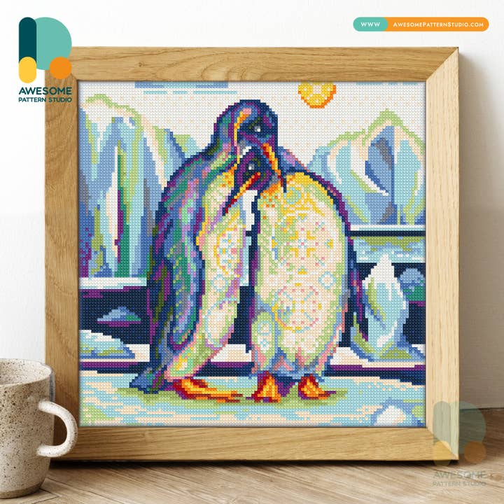 DS1331-120x120 Pingouin, kit de peinture au diamant pour la vente par Awesome Pattern Studio