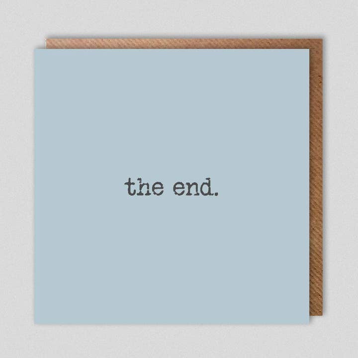 The End Eye-Catching Original Congratulations Card for wholesale by Dolly & Doug