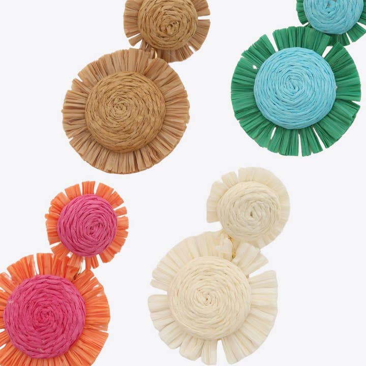 anbfashion - Vendita all'ingrosso Orecchini pendenti - Orecchino pendente in finta paglia AME3464COB3