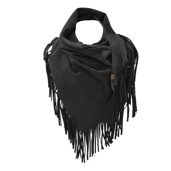 MiMi Wholesale - Wholesale Scarf - Women's - SFC0134 Faux Suede Triangle Fringe Scarf1