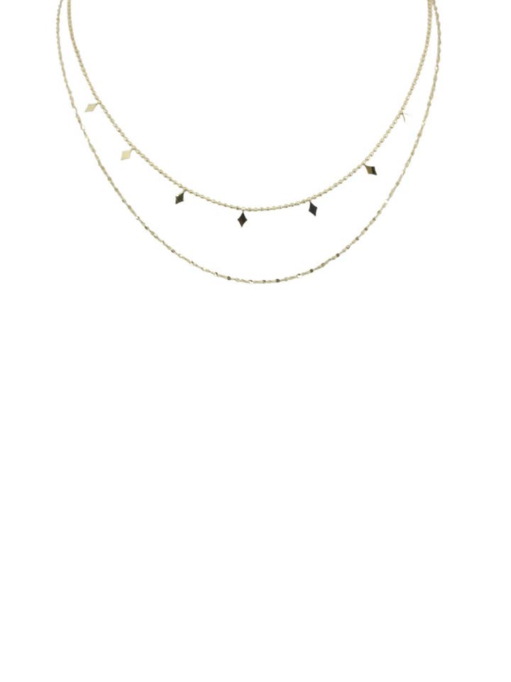 Double Layered Necklace with Diamond Shaped Accents for wholesale by A Blonde and Her Bag