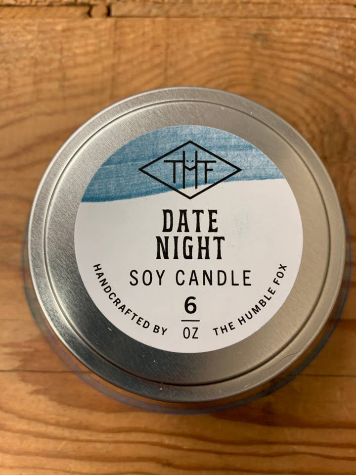 Date Night Soy Candle - 6oz Tin for wholesale by The Humble Fox Candle Co.