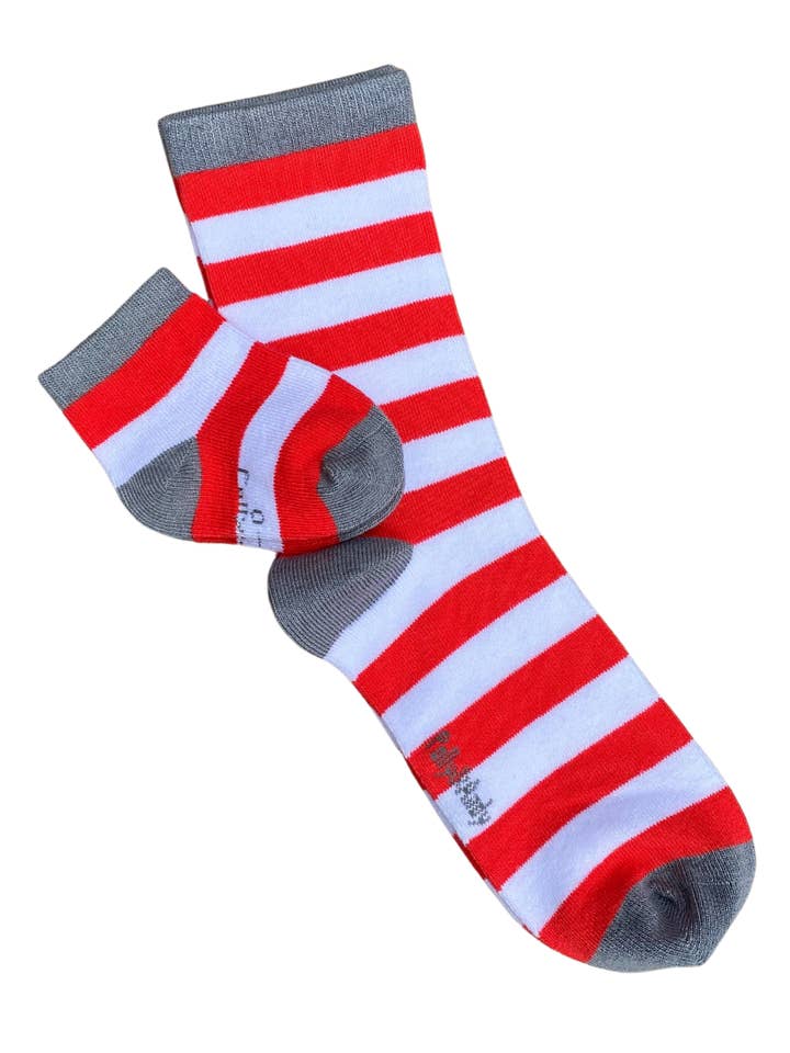 Polly and Andy - Wholesale Sokken - Kinderen - Bamboesok met rode en witte strepen (naadloze neus) - Kinderen0