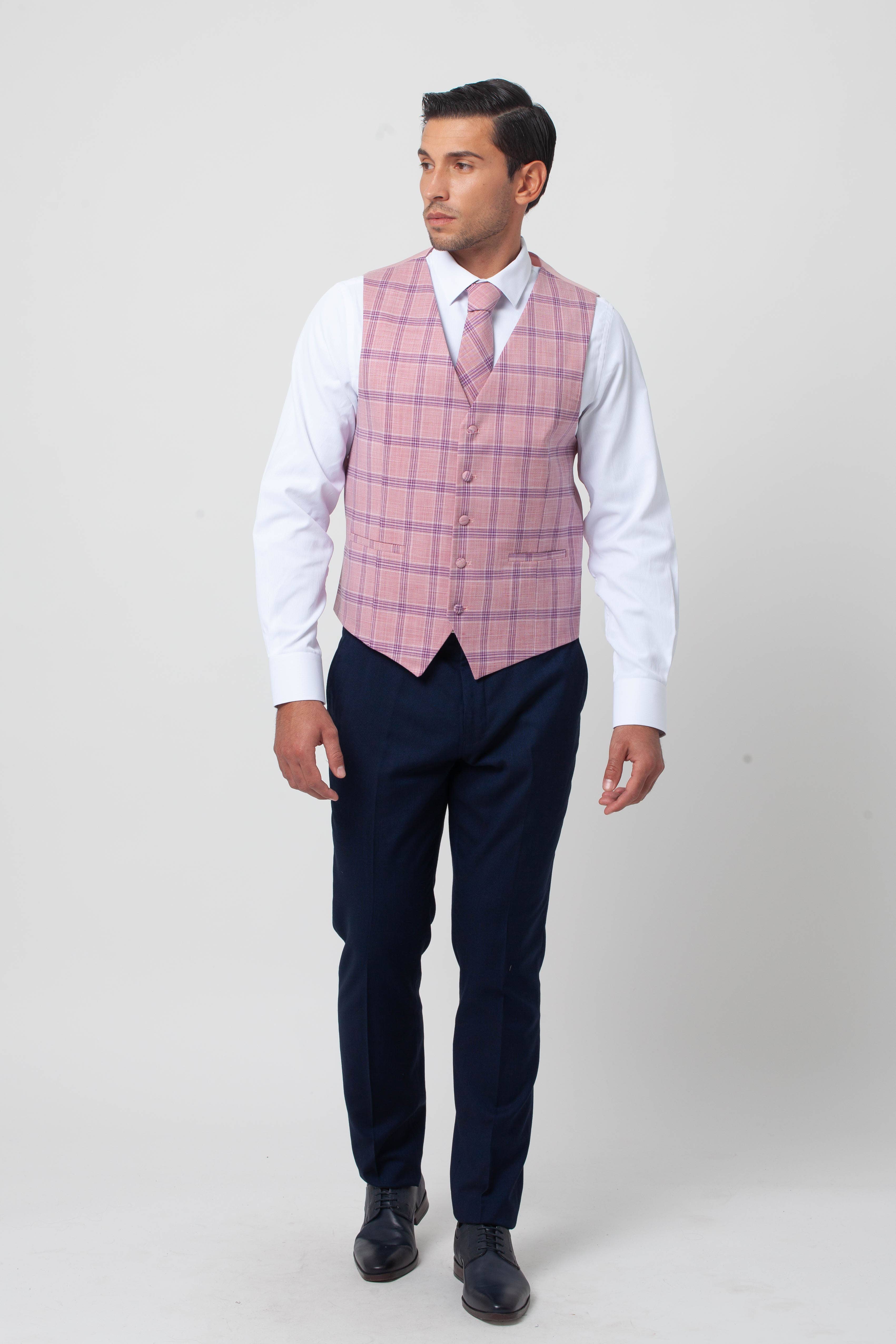 Rose Set Vest with Tie, Checkered Handkerchief w/ Picasso for wholesale on Faire1