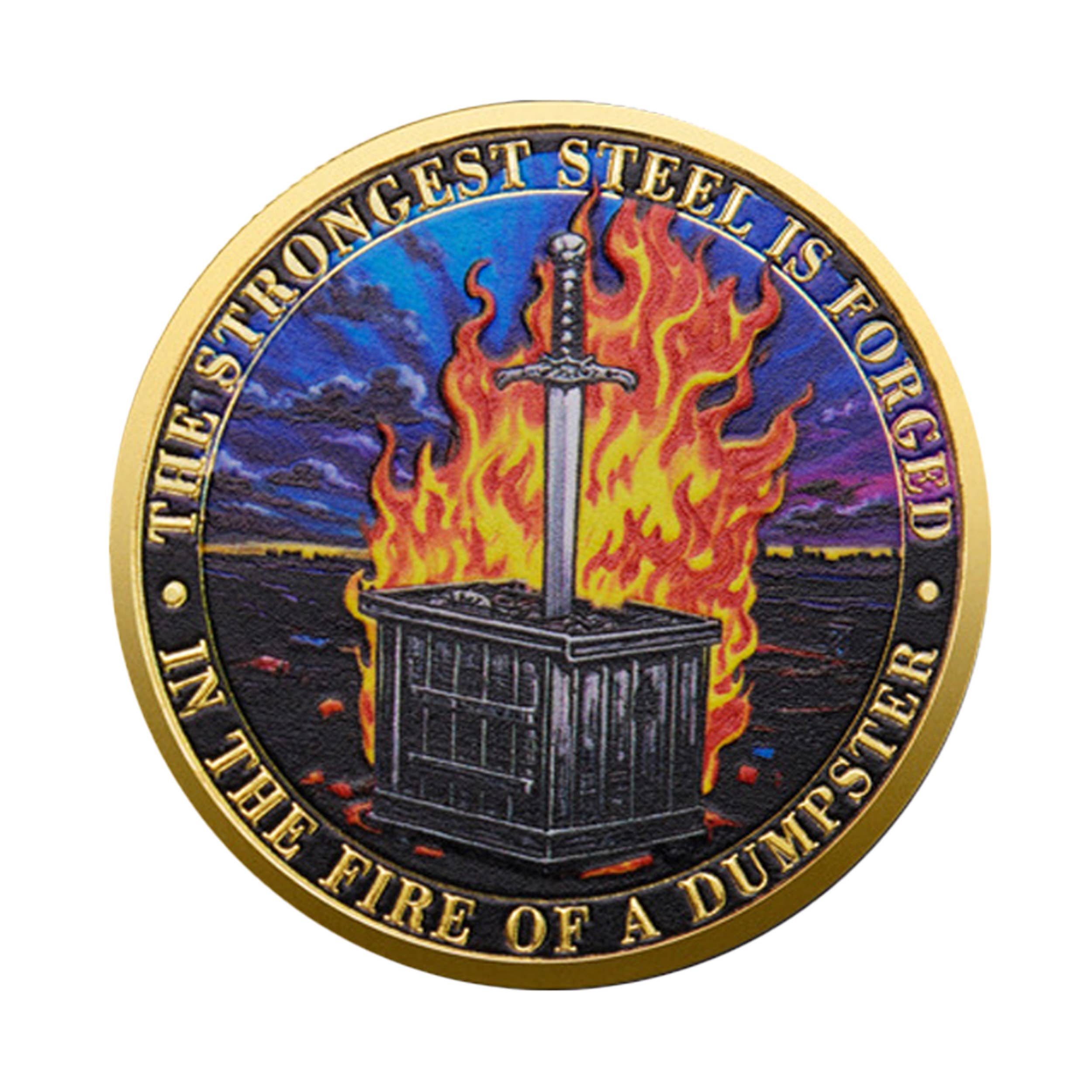 Blinkee.com, LLC – wholesale Keepsake coin/token – Knight Dumpster Fire Department Challenge Gold Plated Coin2