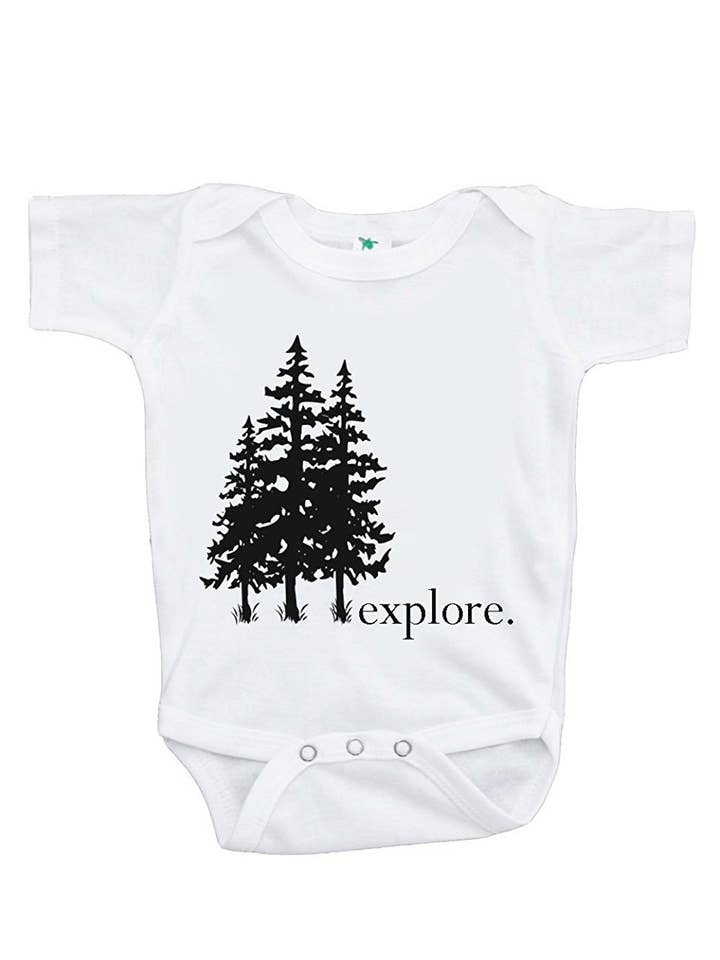 7 ate 9 Apparel Baby's Explore Trees Outdoors Onepiece for wholesale by 7 ate 9 Apparel
