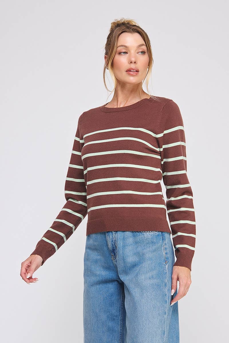 Allie Rose - Wholesale Knit Top - Women's - Fine gauge striped sweater3