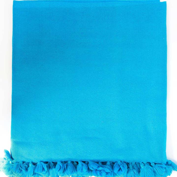 Scents and Feel - Vente Plaids - Jeté Laine Léger Couleur unie avec Pompon2