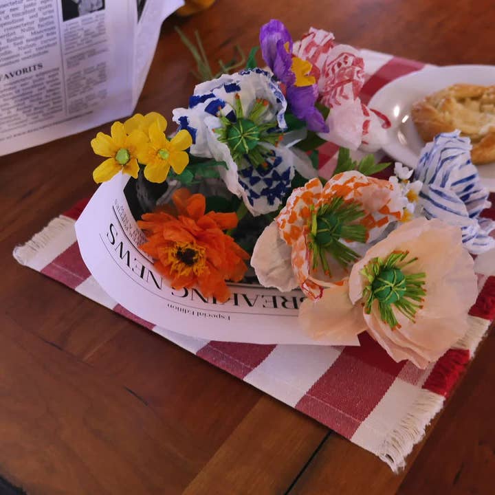 Beautiful Things By Bec - Wholesale Artificial Flowers - Paper Artificial Patterned Quilt Poppies, Colorful Decor,6