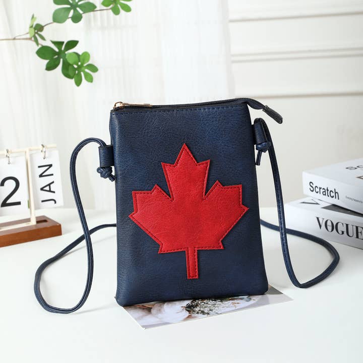 Marina - Borsa a tracolla per cellulare con bandiera canadese intagliata a laser per la vendita all'ingrosso da parte di Shine Mark Accessories