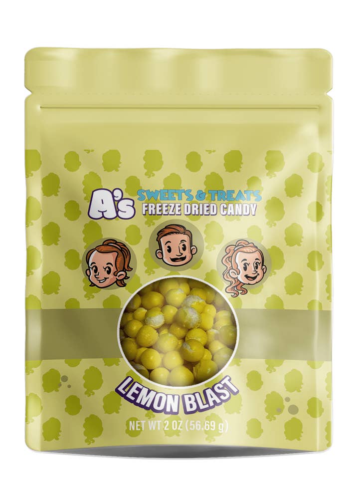 Lemon Blast 2oz Snack & Go für den Großhandel von A’s Sweets & Treats Freeze Dried Candy