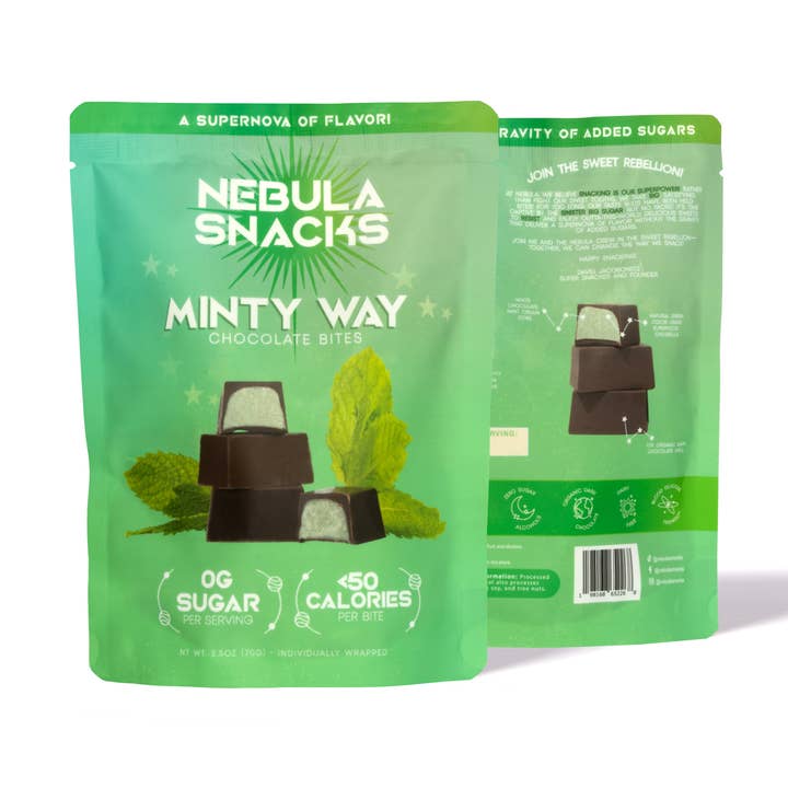 Minty Way Filled Dark Chocolate Bites for wholesale by Nebula Snacks