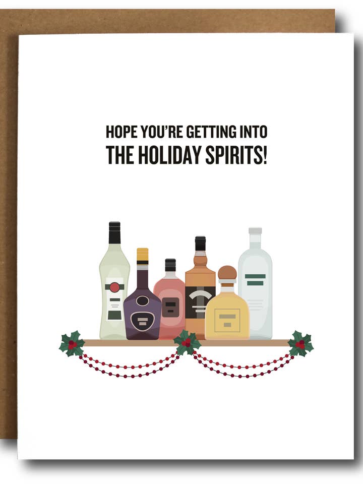 Holiday Spirits Funny Greeting Card for wholesale by The Card Bureau