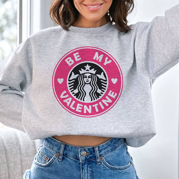 Bli Min Valentin Rosa Kaffelogotyp - Alla hjärtans dag-tröja för wholesale av House Of Rodan