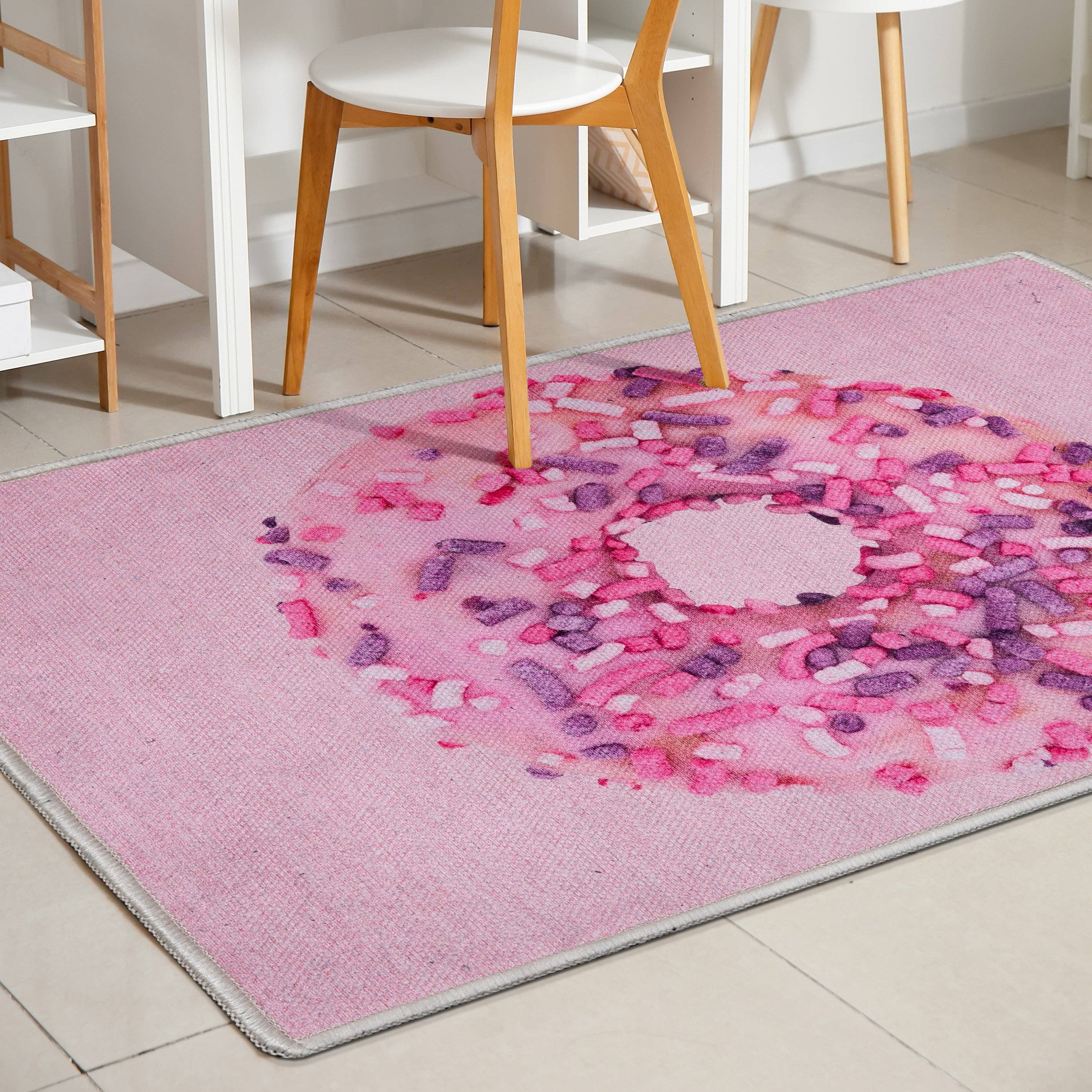 Well Woven - Wholesale Area Rug - Pink Sprinkles Donut Novelty Pink Flat-Weave Rug2