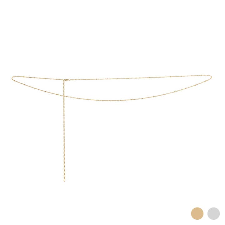 18K Gold PVD Stainless Steel Satellite Belly Chain for wholesale by WJW