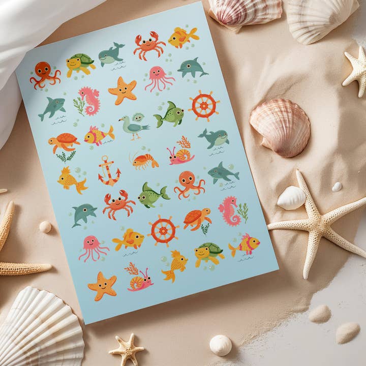 Folha de autocolantes Amigos do Mar por atacado de Sticker Varia