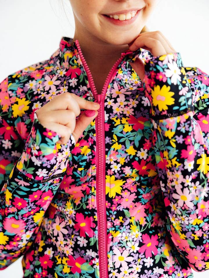 Mila & Rose - Wholesale Athletic Jacket - Kids - Flexible Floral Full-Zip Ruffle Active Jacket4