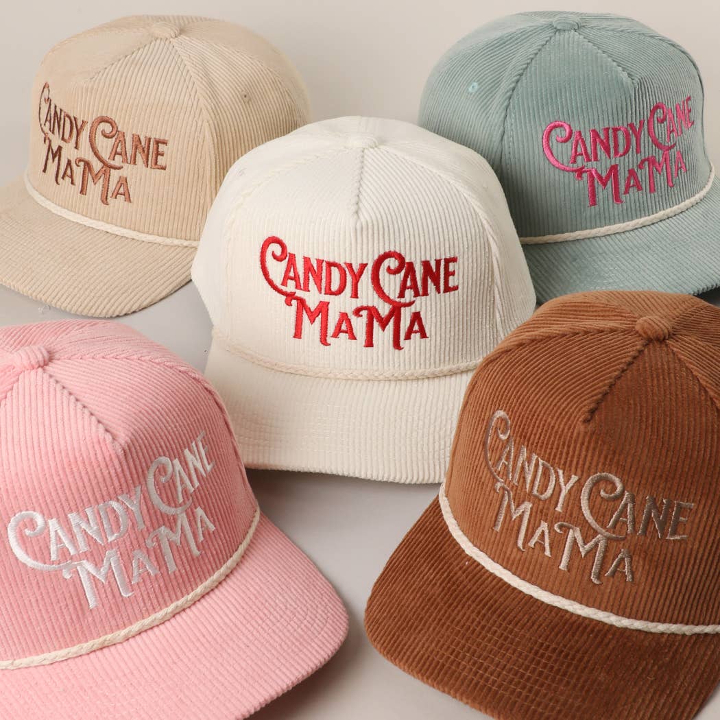 Fashion City - Wholesale Trucker Hat - Women's - CANDY CANE MAMA Corduroy Rope Trucker Hat1