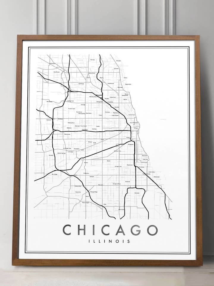 Impresión del mapa del vecindario de Chicago para venta al por mayor de Capricorn Press