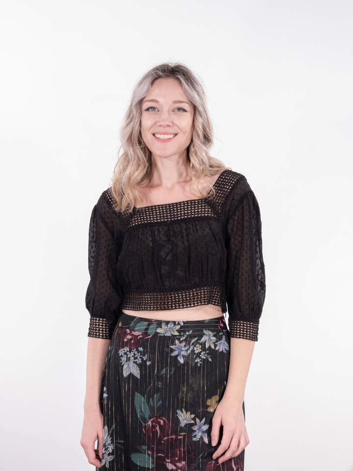 Boho Gypsy Top with Handmade Lace for wholesale by Love Birds