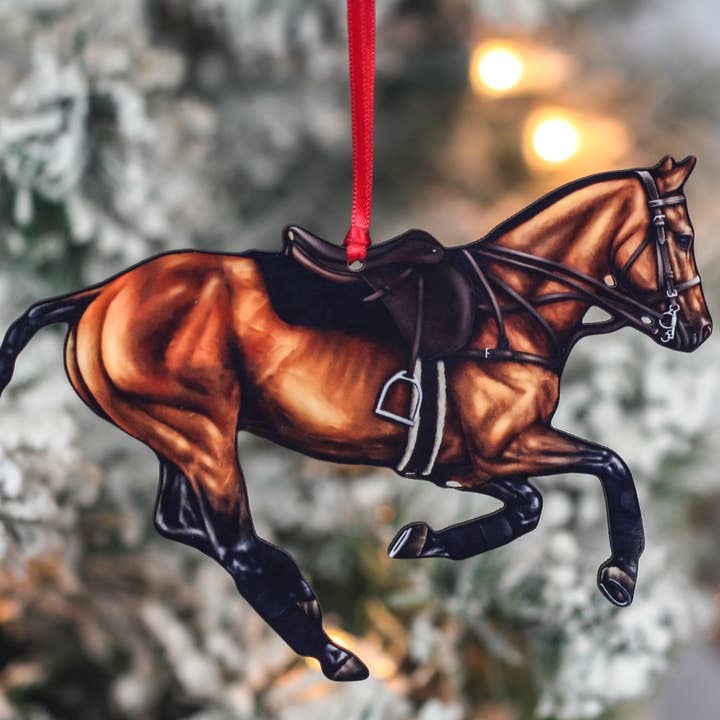 Bay Polo Pony Christmas Ornament Polo Horse Decoration for wholesale by Classy Equine