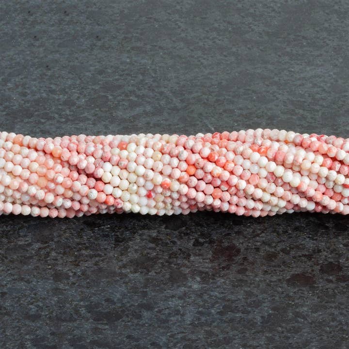 Rondes en thulite à microfacettes de 2,5 mm, 12 pouces, 130 perles pour la vente par The Bead Traders